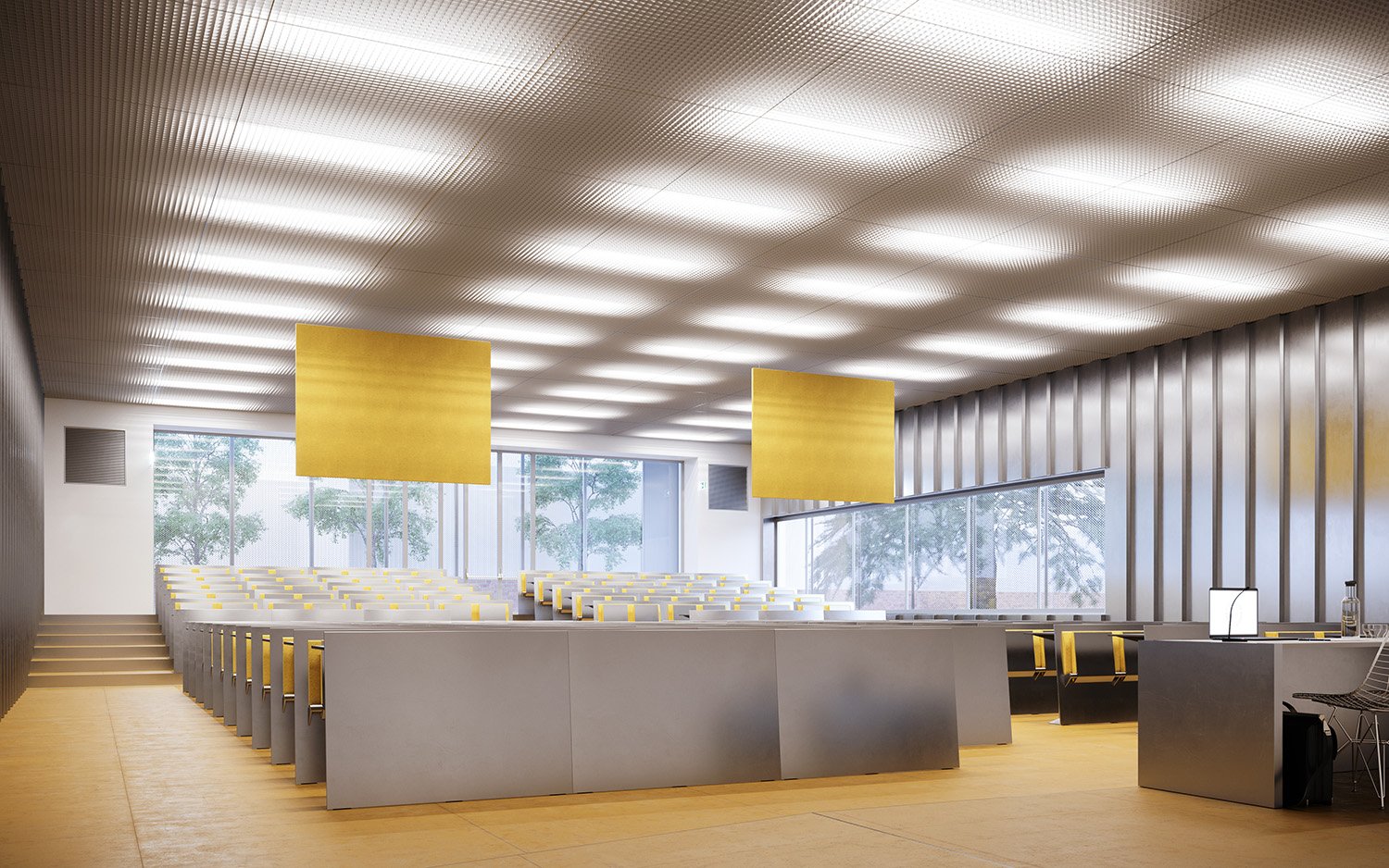 Interno aula con arredi moderni e luce naturale