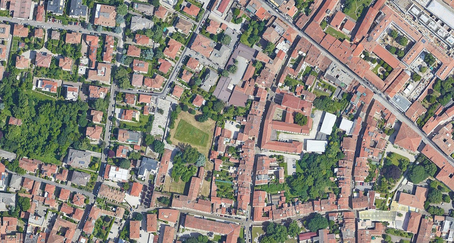 Vista aerea del quartiere attorno al campus temporaneo